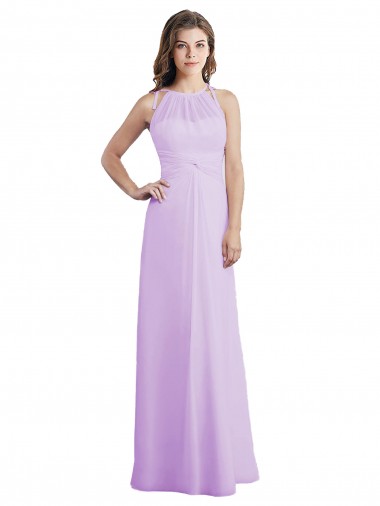 Lila A-Linien Neckholder Chiffon Lange Brautjungfernkleider Websites