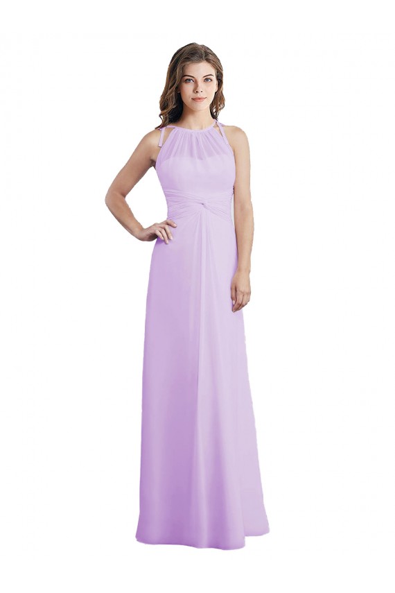 Lila A-Linien Neckholder Chiffon Lange Brautjungfernkleider Websites