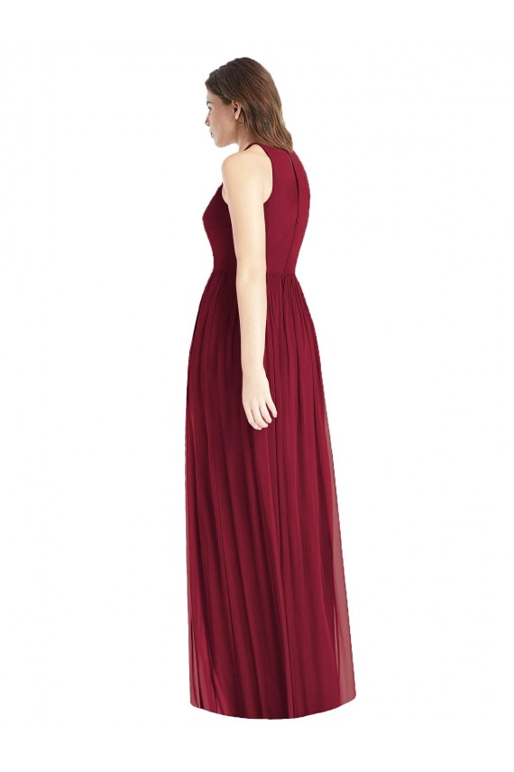 Lila A-Linien Neckholder Chiffon Lange Brautjungfernkleider Websites