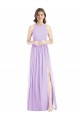 Lila A-Linien Neckholder Chiffon Lange Brautjungfernkleider Websites