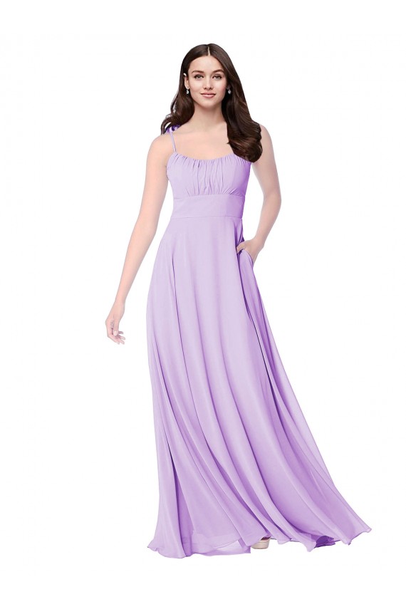 Lila A-Linien Scoop Chiffon Lange Brautjungfernkleider Websites