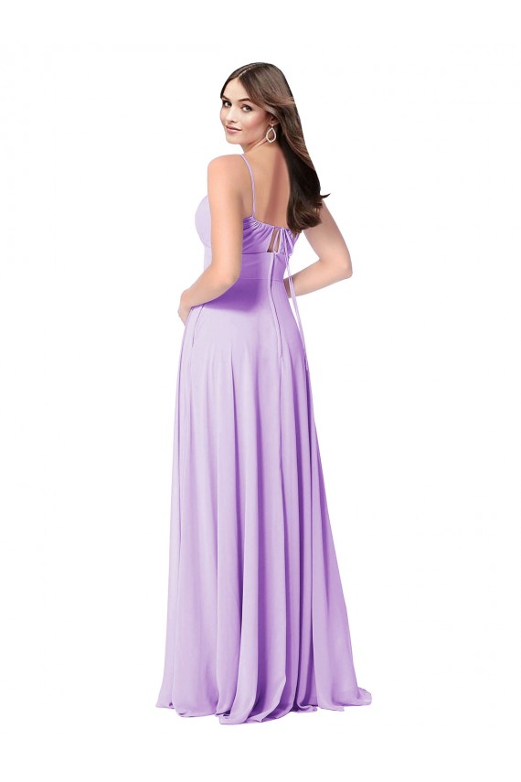 Lila A-Linien Scoop Chiffon Lange Brautjungfernkleider Websites