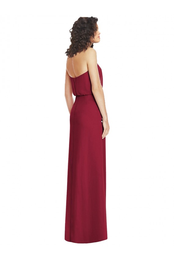Lila A-Linien Trägerlos Chiffon Lange Brautjungfernkleider Websites