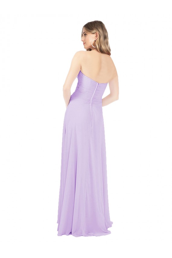 Lila A-Linien Trägerlos Chiffon Lange Brautjungfernkleider Websites
