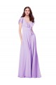 Lila A-Linien V-Ausschnitt Chiffon Lange Brautjungfernkleider Websites