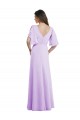 Lila A-Linien V-Ausschnitt Chiffon Lange Brautjungfernkleider Websites