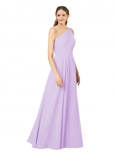 Lila Etui Eine-Schulter Chiffon Lange Formale Brautjungfernkleider / Abendkleider Websites