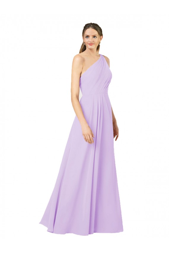 Lila Etui Eine-Schulter Chiffon Lange Formale Brautjungfernkleider / Abendkleider Websites