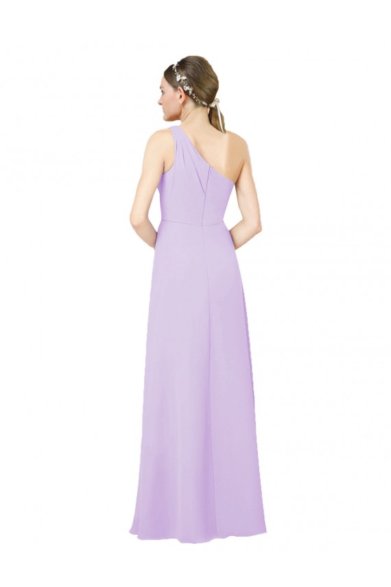 Lila Etui Eine-Schulter Chiffon Lange Formale Brautjungfernkleider / Abendkleider Websites