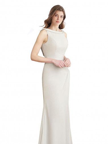 Meerjungfrau Bootshals Stehkragen Ausschnitt Chiffon Satin Lange Brautjungfernkleider Websites