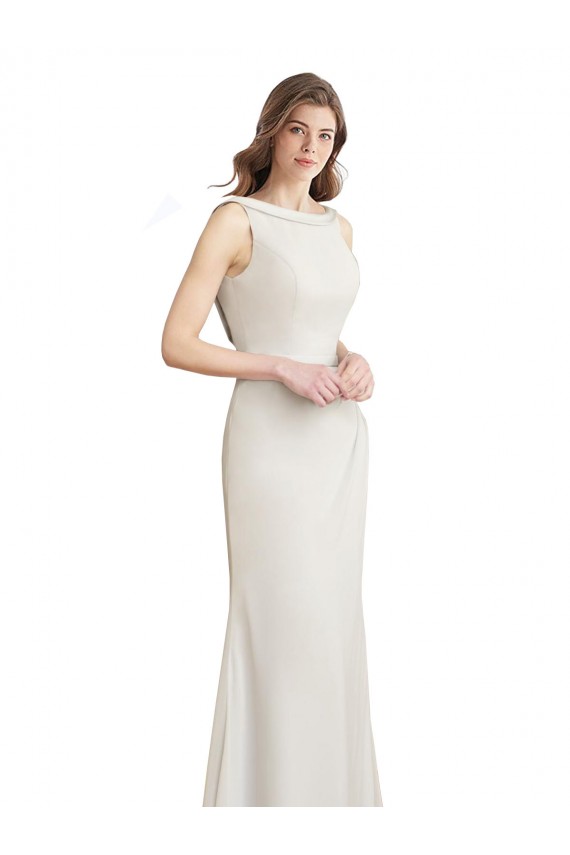 Meerjungfrau Bootshals Stehkragen Ausschnitt Chiffon Satin Lange Brautjungfernkleider Websites