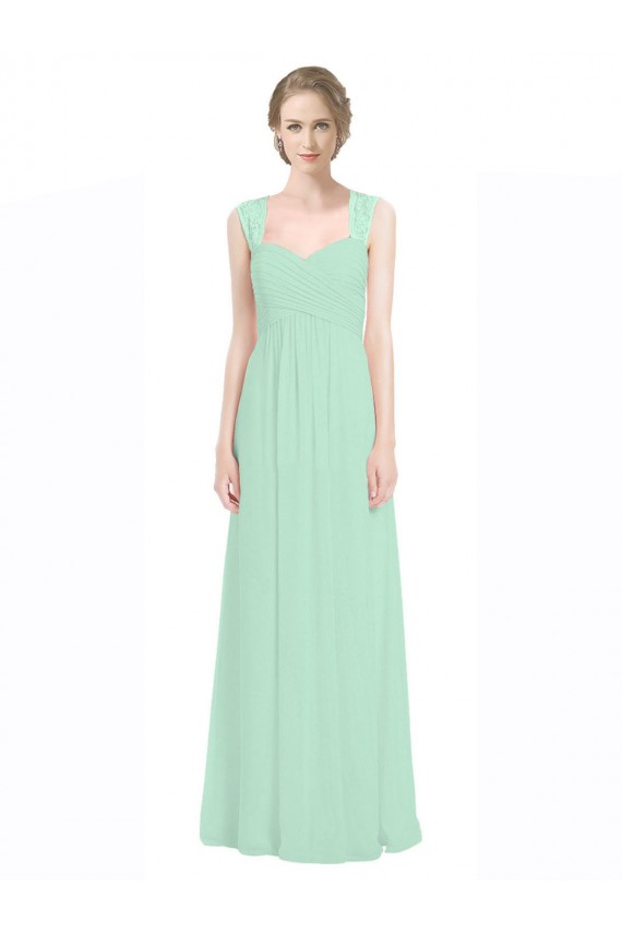 Minzgrün A-Linien Chiffon Spitze Lange Brautjungfernkleider Websites