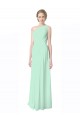 Minzgrün A-Linien Eine-Schulter Chiffon Lange Brautjungfernkleider Websites