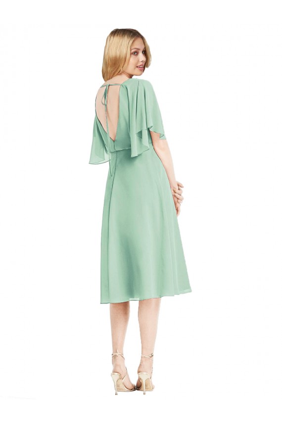Minzgrün A-Linien Knielang Chiffon Kurze Brautjungfernkleider Websites