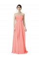 Peach A-Linien Trägerlos Chiffon Lange Brautjungfernkleider Websites