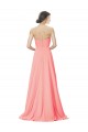 Peach A-Linien Trägerlos Chiffon Lange Brautjungfernkleider Websites