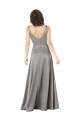 Pearl Grey A-Linien V-Ausschnitt Seidiger Satin Lange Formale Brautjungfernkleider / Abendkleider / Abiballkleider Websites