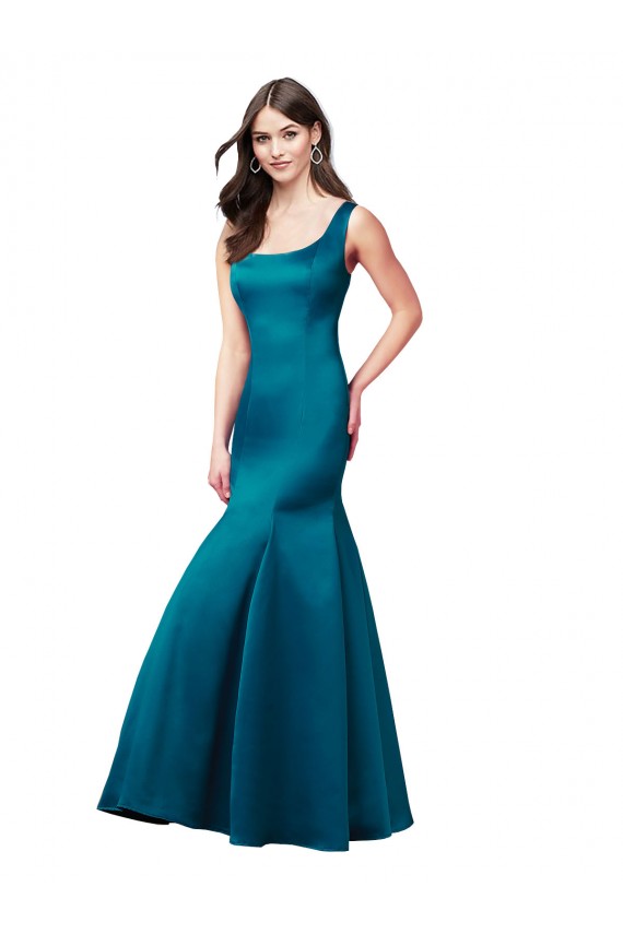 Pfauenblau Meerjungfrau Satin Lange Brautjungfernkleider / Abiballkleider Websites