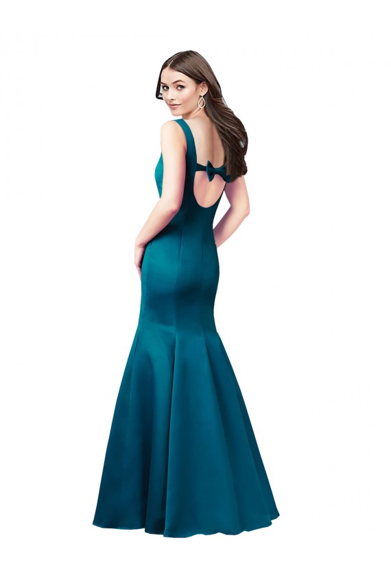 Pfauenblau Meerjungfrau Satin Lange Brautjungfernkleider / Abiballkleider Websites