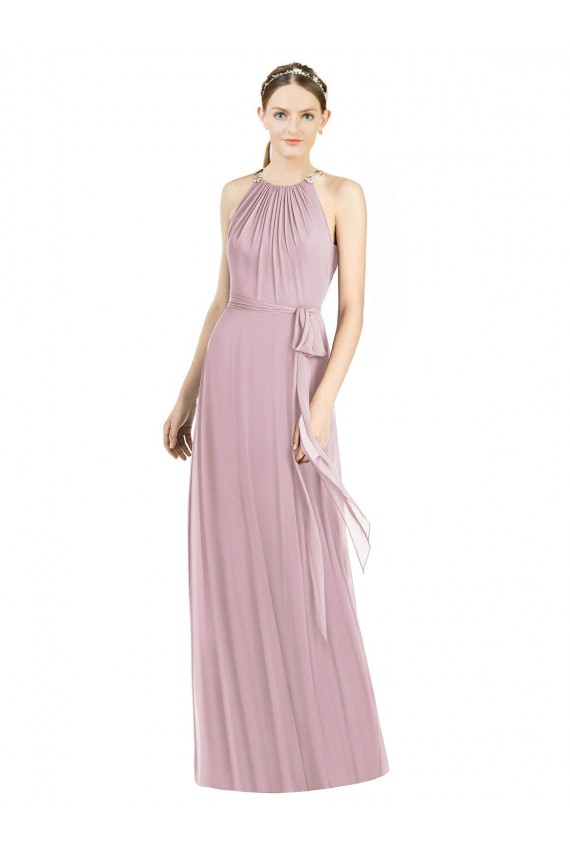 Primel A-Linien Neckholder Chiffon Lange Brautjungfernkleider Websites