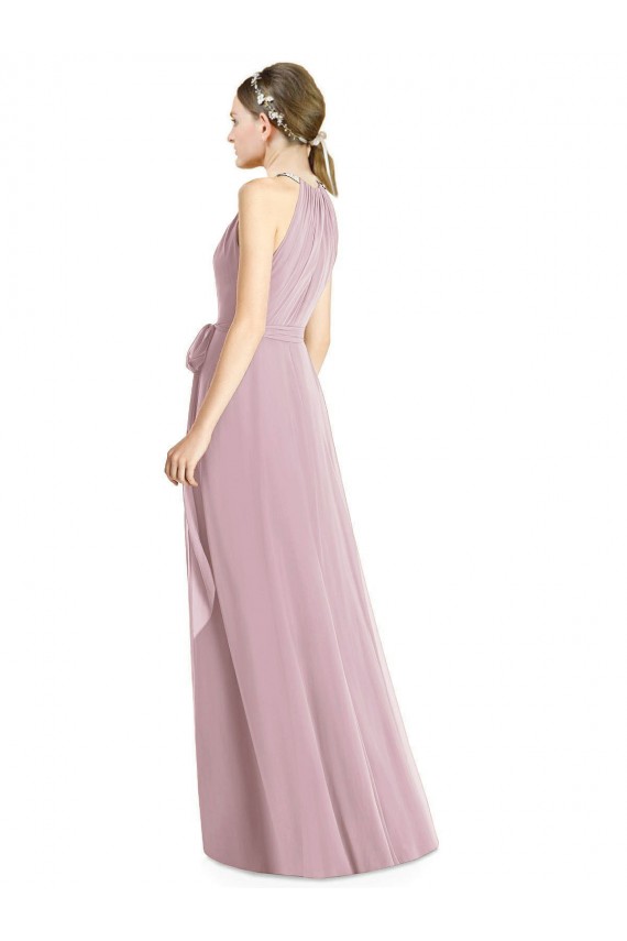 Primel A-Linien Neckholder Chiffon Lange Brautjungfernkleider Websites