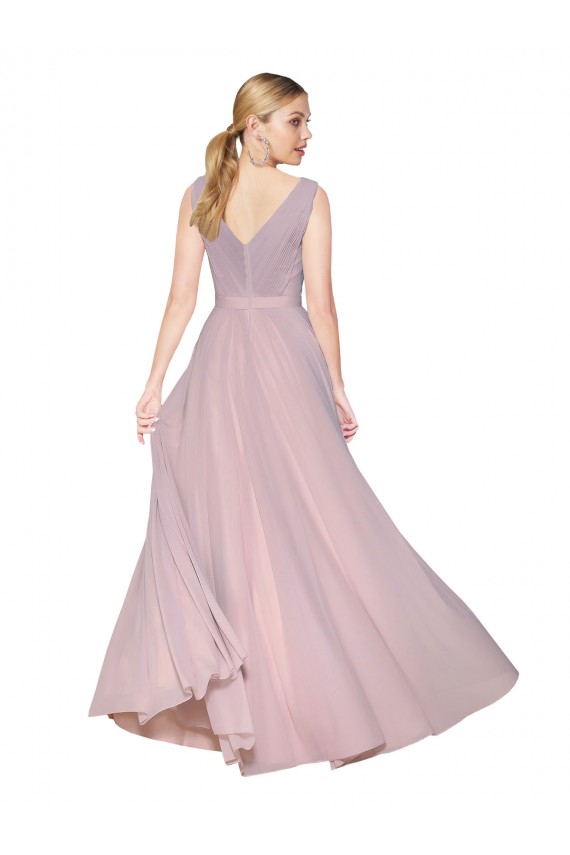 Primel A-Linien V-Ausschnitt Chiffon Lange Formale Brautjungfernkleider / Abendkleider / Abiballkleider Websites