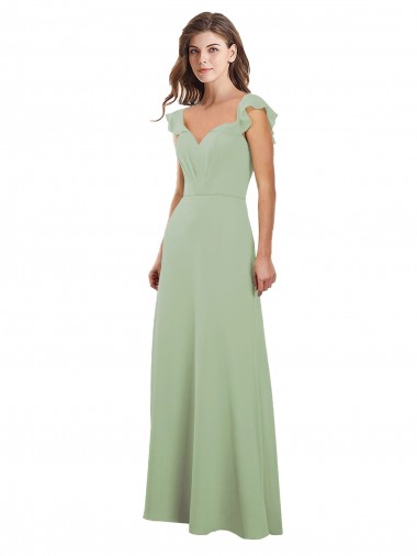 Rauchgrün A-Linien Chiffon Lange Brautjungfernkleider Websites