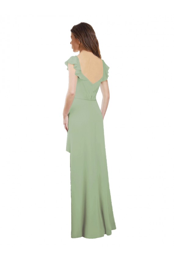 Rauchgrün A-Linien Chiffon Lange Brautjungfernkleider Websites