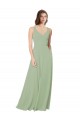 Rauchgrün A-Linien Chiffon Lange Brautjungfernkleider Websites