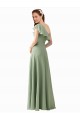Rauchgrün A-Linien Eine-Schulter Chiffon Lange Brautjungfernkleider Websites