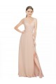 Rosa 114 A-Linien V-Ausschnitt Chiffon Lange Brautjungfernkleider Websites