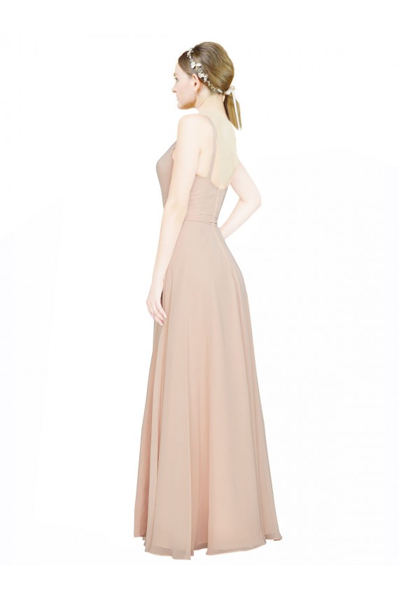 Rosa 114 A-Linien V-Ausschnitt Chiffon Lange Brautjungfernkleider Websites