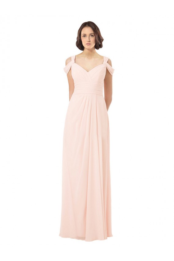 Rosa 42 A-Linien Off-Schulter Chiffon Lange Brautjungfernkleider Websites