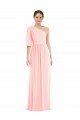 Rosa A-Linien Eine-Schulter Chiffon Lange Brautjungfernkleider Websites