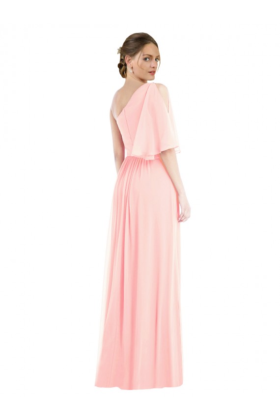Rosa A-Linien Eine-Schulter Chiffon Lange Brautjungfernkleider Websites