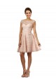 Rosa A-Linien Illusion Ausschnitt Knielang Chiffon Spitze Kurze Brautjungfernkleider Websites