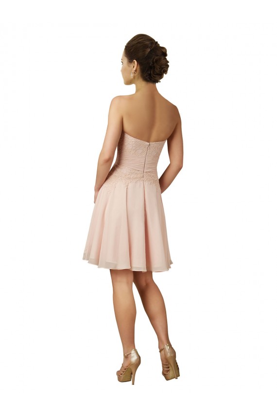 Rosa A-Linien Knielang Chiffon Spitze Kurze Brautjungfernkleider / Cocktailkleider Websites