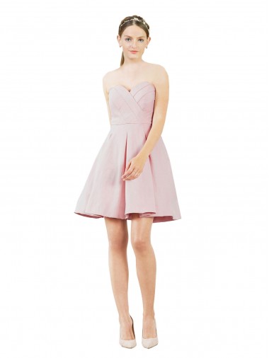 Rosa A-Linien Knielang Satin Kurze Brautjungfernkleider / Cocktailkleider / Heimkehr Kleider Websites