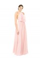 Rosa A-Linien Neckholder Chiffon Lange Brautjungfernkleider Websites
