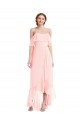 Rosa A-Linien Off-Schulter Chiffon Lange Brautjungfernkleider Websites