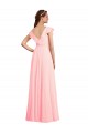 Rosa A-Linien V-Ausschnitt Chiffon Lange Brautjungfernkleider Websites