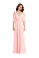 Rosa A-Linien V-Ausschnitt Chiffon Lange Brautjungfernkleider Websites