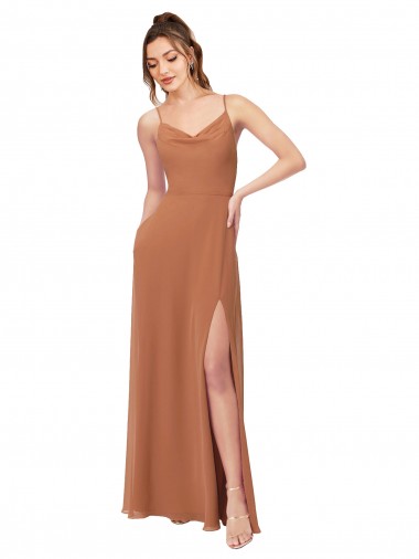 Rosenholz A-Linien Haube Ausschnitt Chiffon Lange Brautjungfernkleider Websites