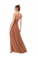 Rosenholz A-Linien Haube Ausschnitt Chiffon Lange Brautjungfernkleider Websites