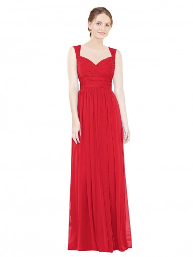 Rot A-Linien Chiffon Lange Brautjungfernkleider Websites