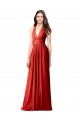 Rot A-Linien Neckholder V-Ausschnitt Chiffon Lange Brautjungfernkleider Websites