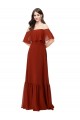 Rot A-Linien Off-Schulter Chiffon Lange Brautjungfernkleider Websites
