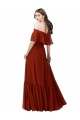 Rot A-Linien Off-Schulter Chiffon Lange Brautjungfernkleider Websites