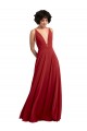 Rot A-Linien V-Ausschnitt Chiffon Lange Brautjungfernkleider Websites