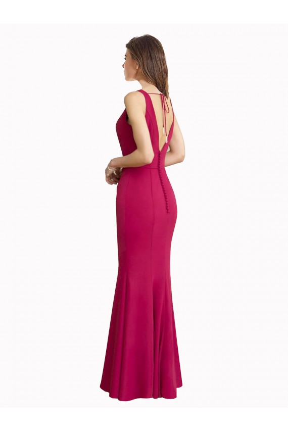 Rot Meerjungfrau V-Ausschnitt Chiffon Lange Brautjungfernkleider / Abiballkleider Websites
